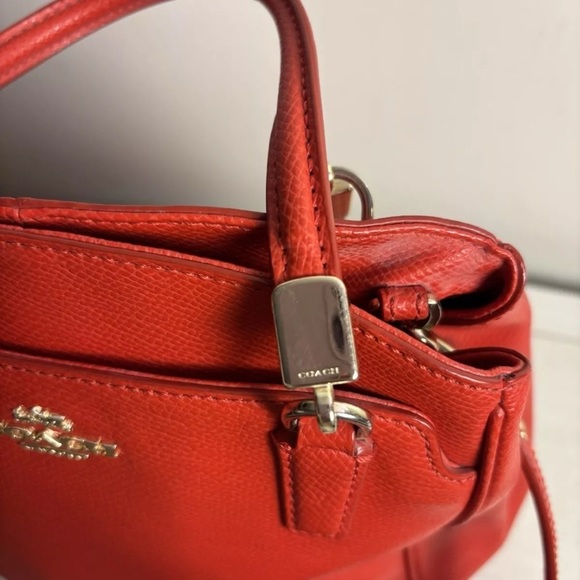 Coach Minetta Mini Cherry Red Triple Compartment Tote - Picture 9 of 11